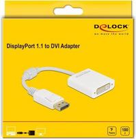 Delock - Videoadapter - DisplayPort (M) eingerastet bis DVI-I (W) schraubbar - DisplayPort 1,1 - 15cm - Passiv, 1080p-Unterstützung, 60 Hz - weiß (61010)