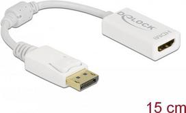 Delock - Videoadapter - DisplayPort männlich Verriegelung bis HDMI weiblich - 15cm - weiß - passiver Konverter, 1080p-Unterstützung, 60 Hz (61015)