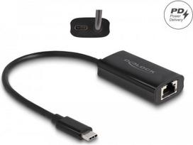 Delock USB Type-C Adapter zu Gigabit LAN mit Power Delivery 100 Watt (61026)