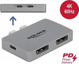 Delock - DisplayPort-Adapter - 24 pin USB-C (M) zu DisplayPort, 24 pin USB-C (W) - unterstützt 4K 60 Hz (3840 x 2160), unterstützt Power Delivery 3.0 - Grau (64001)