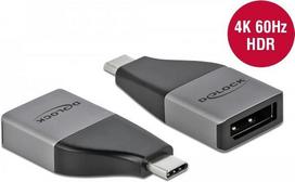 Delock - DisplayPort-Adapter - 24 pin USB-C (M) zu DisplayPort (W) - USB 3,2 Gen 1 / DisplayPort 1,2 - unterstützt 4K 60 Hz (3840 x 2160) - Grau (64120)