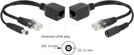 DeLOCK Passive PoE Adapter Set RJ45 DC 5,5 x 2,1 mm - Power Injector - Schwarz (Packung mit 2) (66023)