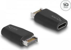 Delock - USB-Adapter - 20 pin Key A (M) zu USB-C (W) - USB 3,2 Gen 2 - Schwarz (66059)