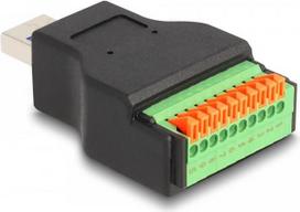 Delock USB 3.2 Gen 1 Typ-A Stecker zu Terminalblock Adapter mit Drucktaster (66238)