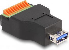 Delock - USB-Adapter - USB Typ A (W) zu 10-poliger Anschlussblock - USB 3,2 Gen 1 - Schwarz/Grün (66239)