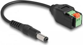 Delock DC Kabel 2,1 x 5,5 mm Stecker zu Terminalblock Adapter mit Drucktaster 15 cm (66253)