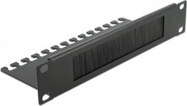 DeLOCK Cable Management Brush Strip with Cable Support Plate - Kabelführungspanel mit Bürste - Schwarz - 1U - 25,4 cm (10) (66483)