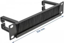 Delock Cable Management Brush Strip with 2 hooks - Kabelführungspanel mit Bürste - Schwarz - 1U - 25,4 cm (10) (66485)