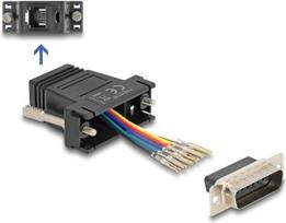 Delock D-Sub 15 Pin Stecker zu RJ12 Buchse Montagesatz schwarz (67082)