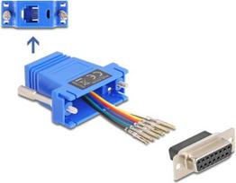 Delock D-Sub 15 Pin Buchse zu RJ12 Buchse Montagesatz blau (67090)