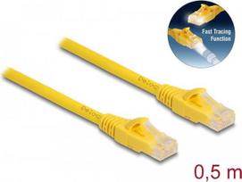 Delock - Patch-Kabel - RJ-45 (M) zu RJ-45 (M) - 50 cm - 6.1 mm - UTP - CAT 6a - halogenfrei, geformt, ohne Haken, Fast Tracing - Gelb