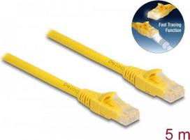 Delock - Patch-Kabel - RJ-45 (M) zu RJ-45 (M) - 5 m - 6.1 mm - UTP - CAT 6a - halogenfrei, geformt, ohne Haken, Fast Tracing - Gelb