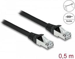 Delock - Patch-Kabel - RJ-45 (M) zu RJ-45 (M) - 50 cm - 6 mm - S/FTP - CAT 6a - geformt, im Freien, ohne Haken - Schwarz
