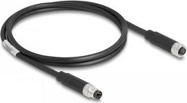 Delock - Patch-Kabel - 4-poliger M8 (M) zu 4-poliger M8 (W) - 1 m - 5 mm - STP - IP67 - Schwarz