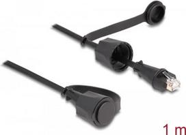 DeLOCK Netzwerkkabel RJ45 Stecker zu RJ45 Stecker Cat.6 STP mit Verschlusskappe Outdoor IP68 staub- und wasserdicht schwarz 1 m (80166)