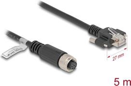 Delock M12 Kabel A-kodiert 8 Pin Buchse zu RJ45 Stecker mit Schrauben Cat.5e FTP 5 m (80430)