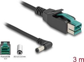 Delock PoweredUSB Kabel Stecker 12 V zu DC 5,5 x 2,5 mm Stecker gewinkelt 3 m (80611)