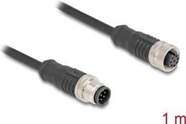 Delock M12 Kabel A-kodiert 8 Pin Stecker zu Buchse PVC 1 m (80803)