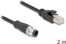 Delock M12 Kabel A-kodiert 8 Pin Stecker zu RJ45 PVC 2 m (80810)