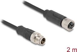 Delock M12 Kabel X-kodiert 8 Pin Stecker zu Buchse PVC 2 m (80861)