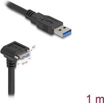 Delock USB 5Gbps Kabel USB Typ-A Stecker gerade zu USB Micro-B Stecker 90° nach unten gewinkelt mit Schraubenabstand 18 mm 1 m schwarz (81030)