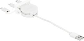 Delock Easy 45 - Lightning-Kabel - USB männlich bis Micro-USB Typ B, Lightning, USB-C männlich - 50 cm - weiß, RAL 9003 - einziehbar, flach