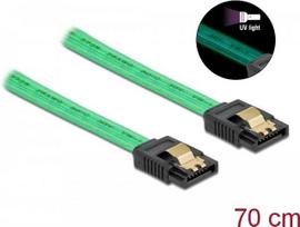 DeLOCK SATA 6Gb/s Cable UV glow effect - SATA-Kabel - Serial ATA 150/300/600 - SATA bis SATA - 70cm - grün (82112)