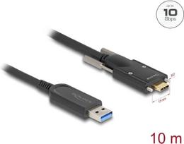Delock Aktives Optisches Kabel USB 10Gbps Typ-A Stecker zu USB Type-C™ Stecker mit Schrauben seitlich 10 m (83206)