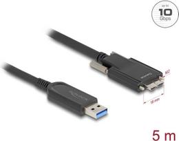 Delock Aktives Optisches Kabel USB 10Gbps Typ-A Stecker zu Typ Micro-B Stecker mit Schrauben 5 m (83211)