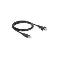 DeLOCK - USB-Kabel - USB Typ A, 4-polig (M) - USB Typ B, 4-polig (M) - 1,0m (USB/USB2.0) - Flügelschrauben - Schwarz (83594)