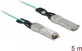 Delock - Ethernet 40GBase-AOC-Kabel - QSFP+ (M) zu QSFP+ (M) - 5 m - 3 mm - SFF-8436 - Active Optical Cable (AOC) - Aquamarin