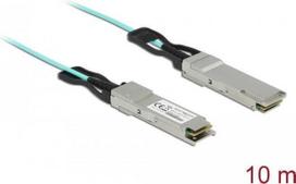 Delock - 40GBase Direktanschlusskabel - QSFP+ (M) zu QSFP+ (M) - 10 m - 3 mm - Glasfaser - SFF-8436 - Active Optical Cable (AOC) - Aquamarin