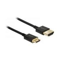 DeLOCK Slim Premium - Video-/Audio-/Netzwerkkabel - HDMI - 36 AWG - HDMI, 19-polig (M) - bis - Mini-HDMI, 19-polig (M) - 3,0m - Dreifachisolierung - Schwarz (84779)
