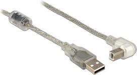 DeLOCK - USB-Kabel - USB (M) bis USB Typ B, 4-polig (M) - 3,0m - 90-Grad-Anschluss - durchsichtig (84815)