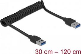 DeLOCK USB3.0 Coiled Cable Type-A male to Type-A male - Linkkabel - USB3.0 - USB3.0 x 1 - Schwarz (85348)