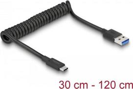 DeLOCK USB 3,1 Gen 2 Coiled Cable Type-A male to Type-C male - Linkkabel - USB 3,1 Gen 2 - USB-C 3,1 Gen 2 x 1 - Schwarz (85349)