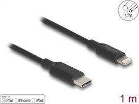 Delock - Lightning-Kabel - 24 pin USB-C männlich zu Lightning männlich - 1,0m - MFI-zertifiziert - Schwarz - Schnelladung, bis zu 480Mbps (85410)