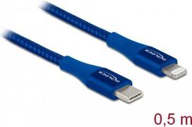 Delock - Lightning-Kabel - USB-C männlich bis Lightning männlich - 50cm - Blau - für Apple iPad/iPhone/iPod (Lightning) (85415)