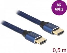 Delock - Ultra High Speed - HDMI-Kabel - HDMI männlich zu HDMI männlich - 50cm - Dreifachisolierung - Blau - hauchvergoldete Kontakte, unterstützt 8K 60 Hz (7680 x 4320) (85445)