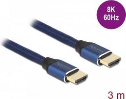 Delock - Ultra High Speed HDMI-Kabel - HDMI männlich bis HDMI männlich - 3,0m - Dreifachisolierung - Blau - hauchvergoldete Kontakte, unterstützt 8K 60 Hz (7680 x 4320) (85448)