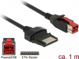 DeLOCK - Powered USB-Kabel - USB PlusPower (24 V) (M) bis 8 PIN (1x8) (M) 1,0m - Schwarz (85477)