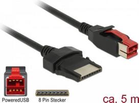 DeLOCK - Powered USB-Kabel - USB PlusPower (24 V) (M) bis 8 PIN (1x8) (M) 5,0m - Schwarz (85481)