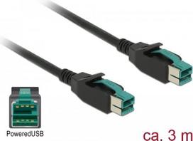 DeLOCK - Powered USB-Kabel - USB PlusPower (12 V) (M) bis USB PlusPower (12 V) (M) 3,0m - Schwarz (85494)