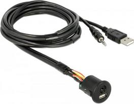 DeLOCK - USB / audio extension cable - USB, Mini-Stecker (M) bis USB, Mini-Stecker (W) - 1.5 m - Schwarz