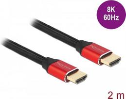 Delock - Ultra High Speed HDMI-Kabel - HDMI männlich bis HDMI männlich - 2,0m - Dreifachisolierung - Rot - hauchvergoldete Kontakte, unterstützt 8K 60 Hz (7680 x 4320) (85774)