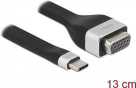 Delock - Videoadapter - USB-C (M) zu HD-15 (VGA) (M) - Thunderbolt 3 - 13cm - Schwarz, Silber (86730)