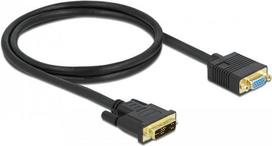DeLOCK - Display-Verlängerungskabel - Single Link - DVI-A (M) bis HD-15 (VGA) (W) - 1,0m - Daumenschrauben - Schwarz (86752)