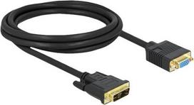 DeLOCK - Videokabel - Single Link - DVI-A (M) bis HD-15 (VGA) (W) - 2,0m - Daumenschrauben - Schwarz (86753)