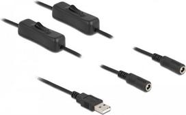 Delock - Netz-Splitter - USB (M) bis Gleichstromstecker 5,5 x 2,1 mm (W) - 1,0m - Schwarz (86797)