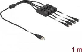 Delock - Netz-Splitter - USB (M) bis Gleichstromstecker 5,5 x 2,1 mm (W) - 1,0m - Schwarz (86799)